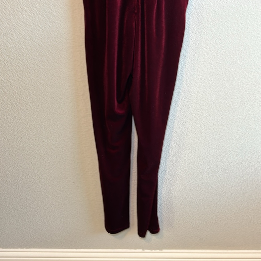 Do+Be | "Spin Me Round" Burgundy Velvet Jumpsuit | Small - Picture 9 of 10